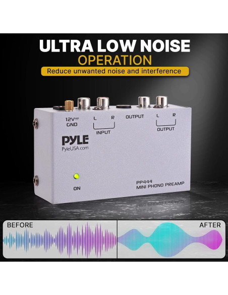 Preamplificador de Fono Pyle PP444 - Bajo Ruido RCA 12V