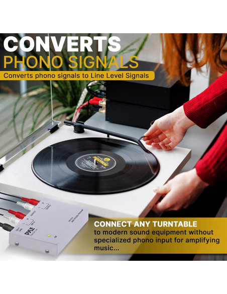 Preamplificador de Fono Pyle PP444 - Bajo Ruido RCA 12V