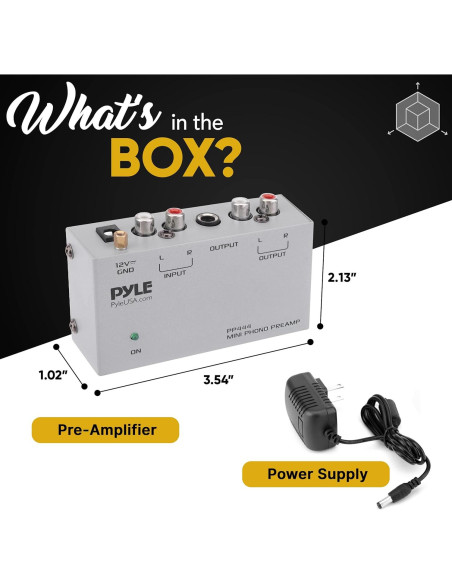 Preamplificador de Fono Pyle PP444 - Bajo Ruido RCA 12V