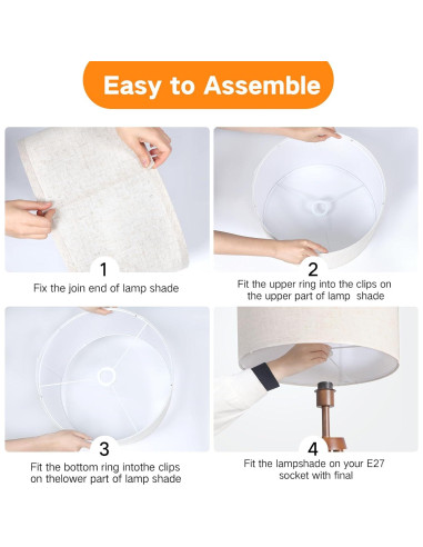 Pantalla de lámpara de tambor beige OUTON 27.94 cm x 22.86 cm