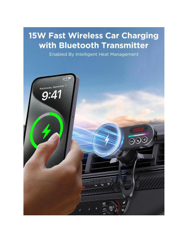 Transmisor FM Bluetooth MagSafe Magift con Cargador 15W
