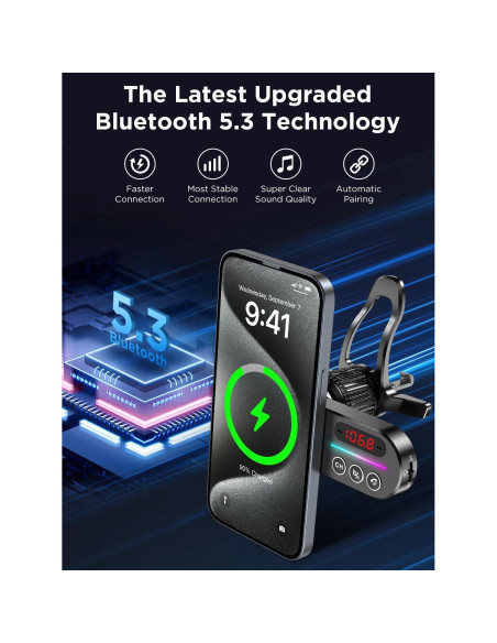 Transmisor FM Bluetooth MagSafe Magift con Cargador 15W