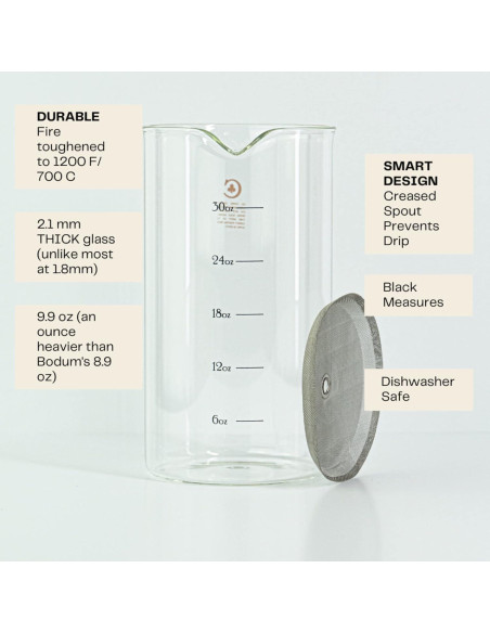 Cristal de Repuesto para Prensa Francesa Cafe Crush Club 1L