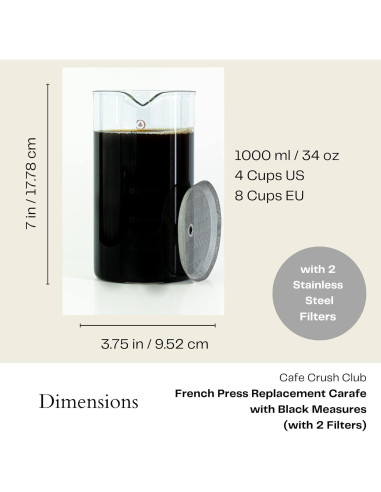 Cristal de Repuesto para Prensa Francesa Cafe Crush Club 1L