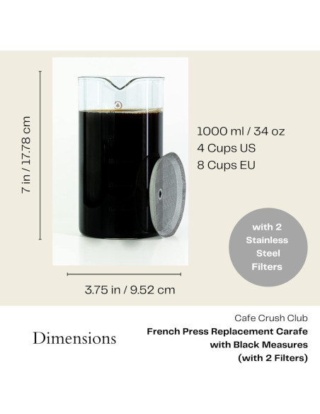 Cristal de Repuesto para Prensa Francesa Cafe Crush Club 1L