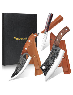 Juego de cuchillos de chef Vorgexora 3 piezas + hacha de carne