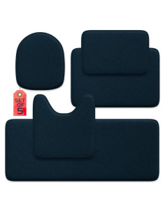 Juego de Alfombrillas de Baño Elvoki 5 Piezas Azul Marino