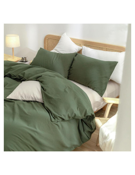 BESTOUCH Funda de Manta con Peso 100% Algodón Verde Oliva 152x203 cm