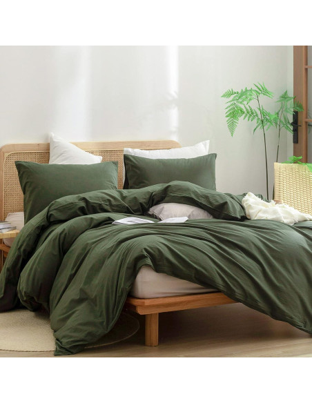 BESTOUCH Funda de Manta con Peso 100% Algodón Verde Oliva 152x203 cm