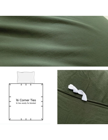 BESTOUCH Funda de Manta con Peso 100% Algodón Verde Oliva 152x203 cm
