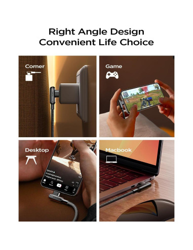 Cable USB-C a USB-C LISEN 240W 2m con Clips de Cable