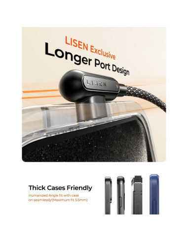 Cable USB-C a USB-C LISEN 240W 2m con Clips de Cable