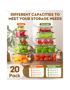 Juego de 40 Contenedores de Almacenamiento BiuLeon Herméticos 2