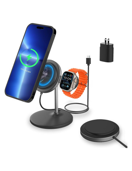 Cargador Inalámbrico 2 en 1 2C2Y MagSafe 15W para iPhone y Apple Watch