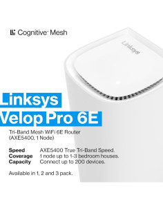 Linksys Velop Pro 6E Enrutador WiFi Mesh Tri-Banda 5.4 Gbps 2