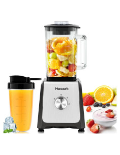 Licuadora HOWORK 750W Tarro Vidrio 1.6L 2 Velocidades Gris