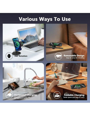 Cargador Inalámbrico 2 en 1 2C2Y MagSafe 15W para iPhone y Apple Watch