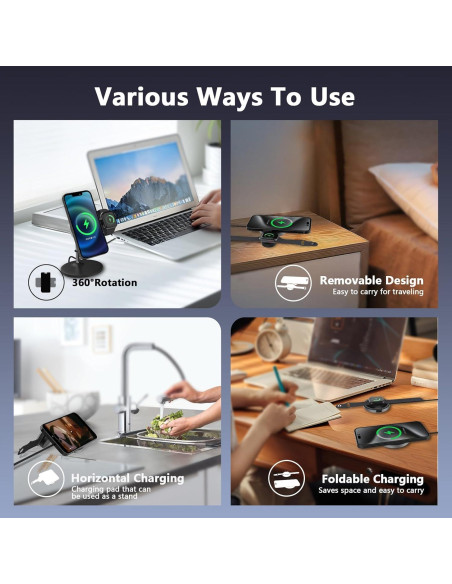 Cargador Inalámbrico 2 en 1 2C2Y MagSafe 15W para iPhone y Apple Watch