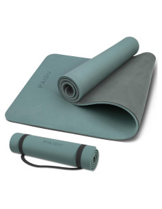 Alfombrilla de Yoga Antideslizante PAIDU 10mm Verde y Gris