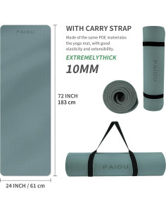 Alfombrilla de Yoga Antideslizante PAIDU 10mm Verde y Gris 2