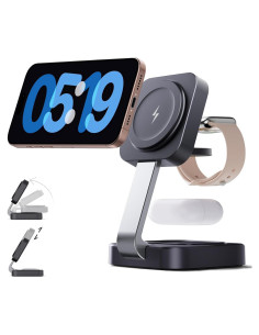 Cargador Inalámbrico 3 en 1 MagSafe 18W Negro para iPhone y Apple Watch