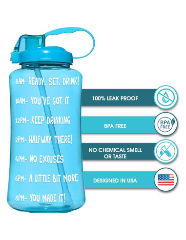 Botella de Agua Motivacional NatureWorks 1.89L Libre de BPA