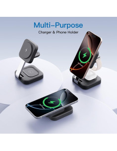 Cargador Inalámbrico 3 en 1 MagSafe 18W Negro para iPhone y Apple Watch 2