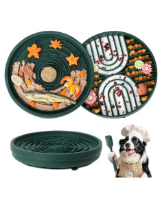 Cuenco de Alimentación Lenta PetZee con Alfombrilla de Lamer Verde