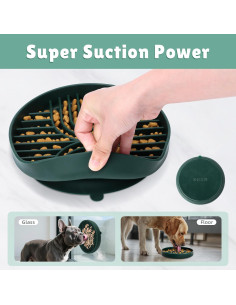 Cuenco de Alimentación Lenta PetZee con Alfombrilla de Lamer Verde 2