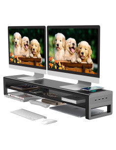 Soporte Doble para Monitores STARSIKI con Cargador Inalámbrico