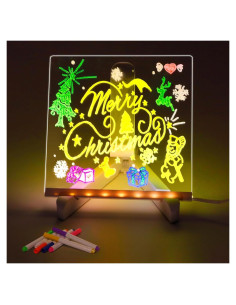 Tablero de Borrado en Seco LED TONBOOT 20x20 cm con 7 Marcadores