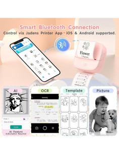 Impresora Térmica Mini Portátil Gloryang JD-23 Rosa Bluetooth 2