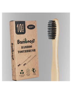 Cepillo de Dientes de Bambú 10 Pack - Cerdas de Carbón Activado