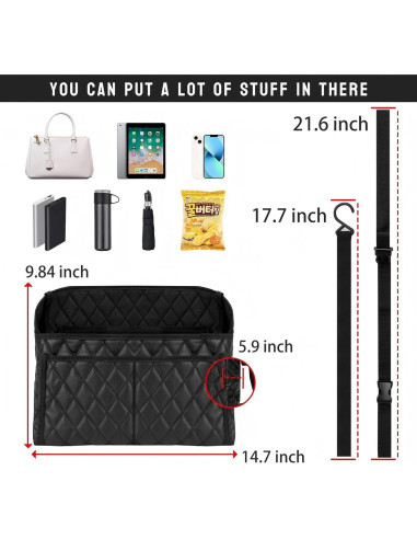 Soporte de bolso para automóvil SunlightXS negro 37.4x25 cm