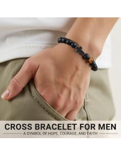 Pulsera Cruz para Hombres ORISPRE - Piedra Natural 20 cm 2
