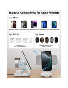 Cargador Inalámbrico 3 en 1 Dongguan para iPhone, Apple Watch y AirPods 2