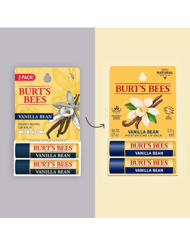 Bálsamo Labial Burt's Bees 4 Tubos 4.25g - Vainilla, Fresa, Coco, Pera