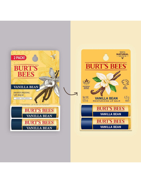 Bálsamo Labial Burt's Bees 4 Tubos 4.25g - Vainilla, Fresa, Coco, Pera