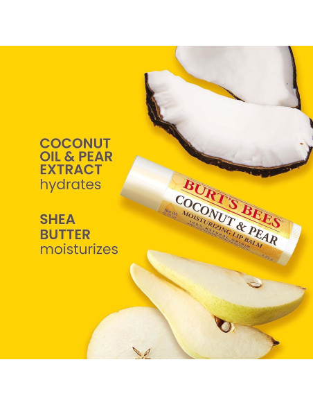 Bálsamo Labial Burt's Bees 4 Tubos 4.25g - Vainilla, Fresa, Coco, Pera