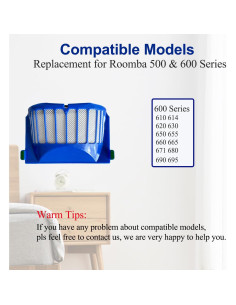 Paquete de 4 Filtros de Alta Eficiencia Zengerent para iRobot Roomba 500/600 2