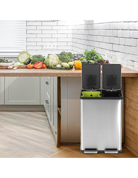 Basurero Doble Compartimento Simpli-Magic 60L Acero Inoxidable