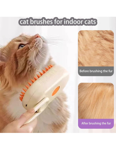 Cepillo de Vapor 4 en 1 para Gatos y Perros MS-0002 Beige