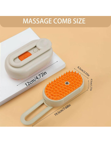 Cepillo de Vapor 4 en 1 para Gatos y Perros MS-0002 Beige