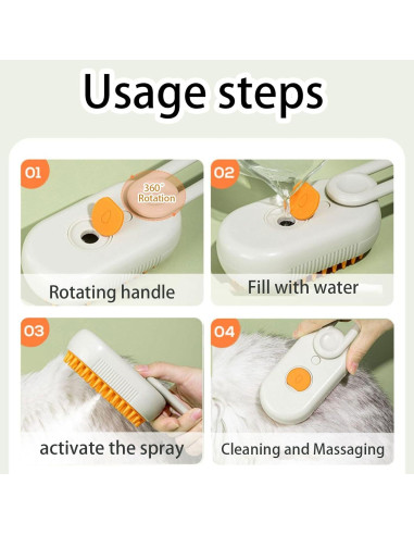 Cepillo de Vapor 4 en 1 para Gatos y Perros MS-0002 Beige