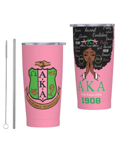 Taza térmica de acero inoxidable 20 oz Genérica rosa con tapa y popote