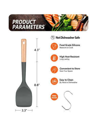 Espátula de Silicona Badiano 33.5 cm Antiadherente Gris
