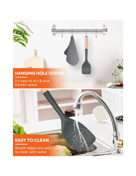 Espátula de Silicona Badiano 33.5 cm Antiadherente Gris