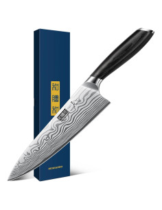 Cuchillo de Chef HOSHANHO 20.32 cm Acero Alto Carbono Pakkawood