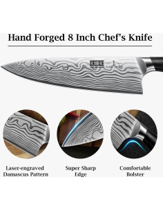 Cuchillo de Chef HOSHANHO 20.32 cm Acero Alto Carbono Pakkawood 2