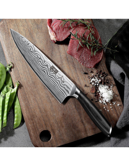 Cuchillo de Chef HOSHANHO 20.32 cm Acero Alto Carbono Pakkawood